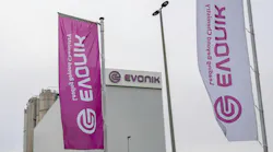 The logo of the Evonik chemical group at the Wesseling site. The chemical company Evonik is streamlining its corporate structure as part of its reorganization.