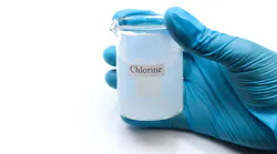 chlorine solution in glass jar