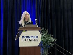 Ursula Emery McClure, professor of engineering at Kansas State University presents her keynote address, The Weight of Responsibility: Ethics in Engineering, at the International Powder & Bulk Solids show Ursula Emery McClure, professor of engineering at Kansas State University presents her keynote address, The Weight of Responsibility: Ethics in Engineering, at the International Powder & Bulk Solids show