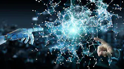 White humanoid hand on blurred background