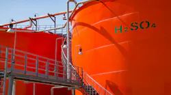 orange industrial Sulfuric Acid tanks