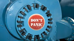 Industrial pump with a don't panic button on the side Industrial pump with a don't panic button on the side