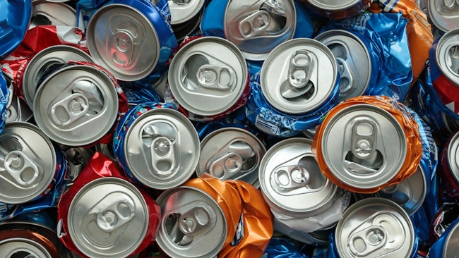 recycled aluminum metal crushed can waste