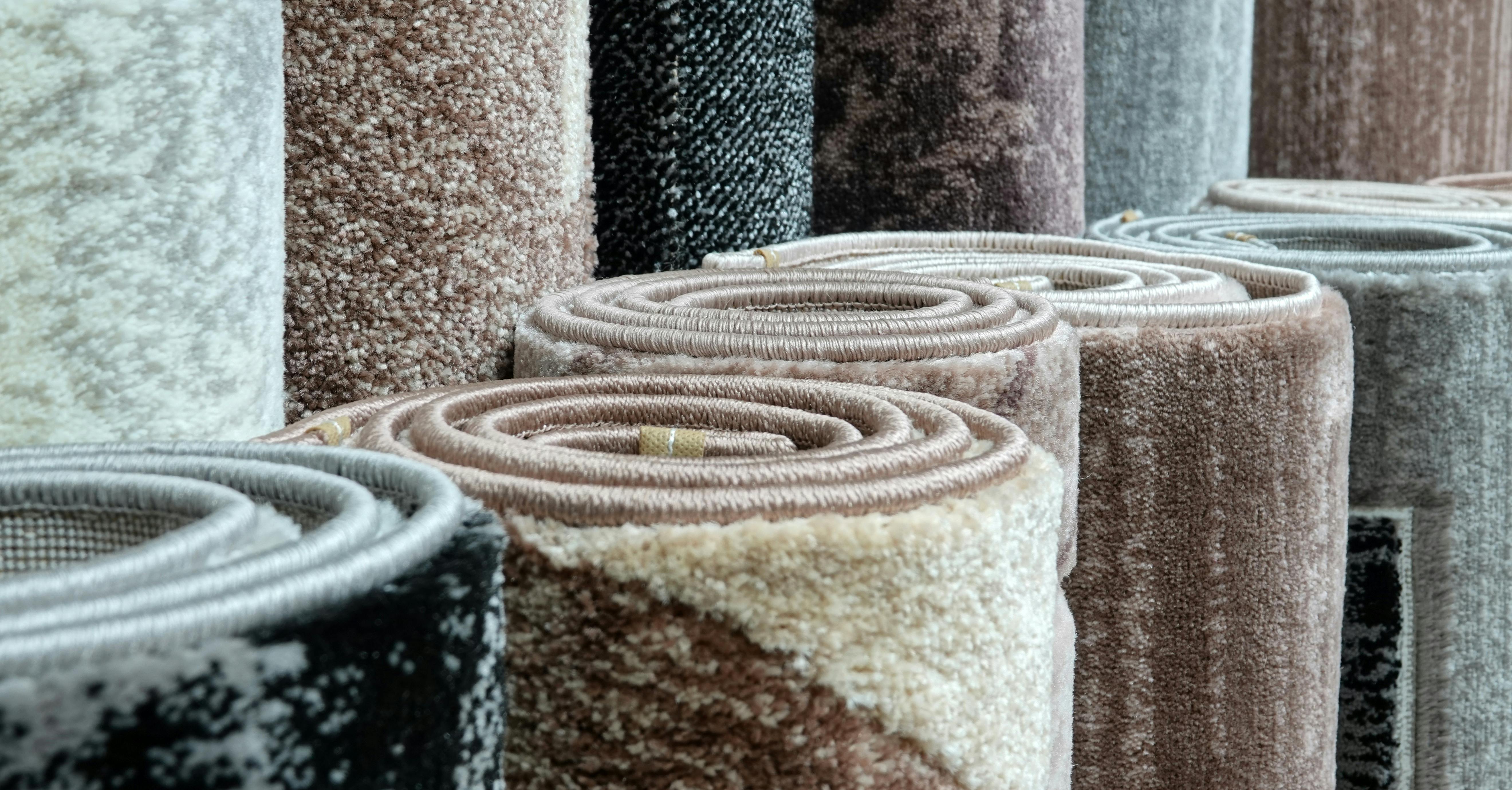 Variety of carpets rolled up