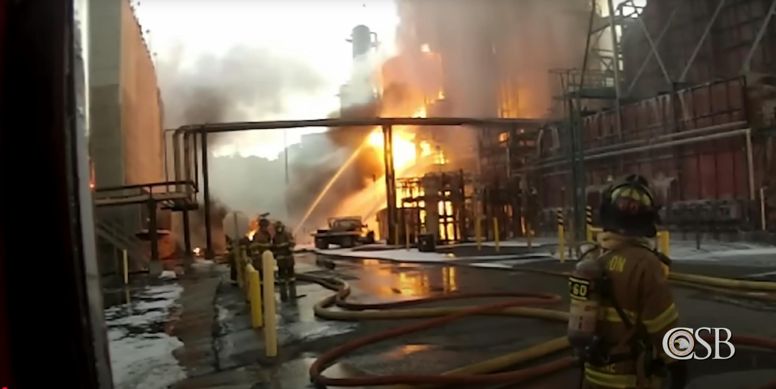 CSB video still shows firefighters tackling blaze at chemical plant