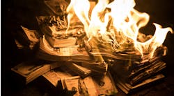 Pile of money burning Pile of money burning
