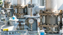 A Rupture disc followed by an Expansion Joint at a vent duct of a chemical plant. A Rupture disc followed by an Expansion Joint at a vent duct of a chemical plant.