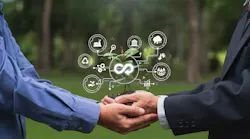 Circular economy icon in globe on nature background