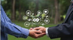 Circular economy icon in globe on nature background Circular economy icon in globe on nature background