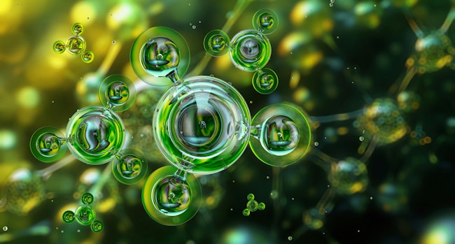 Green ammonia molecular structure: central nitrogen atom bonded to three hydrogen atoms.