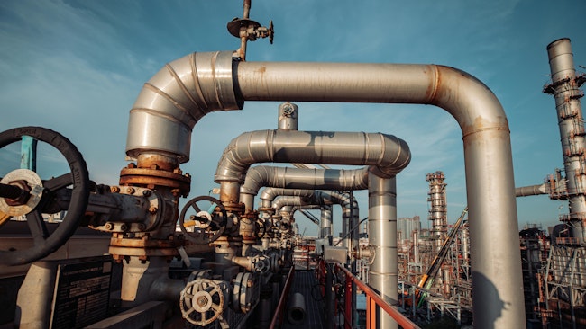 pipes and valves in a chemical plant