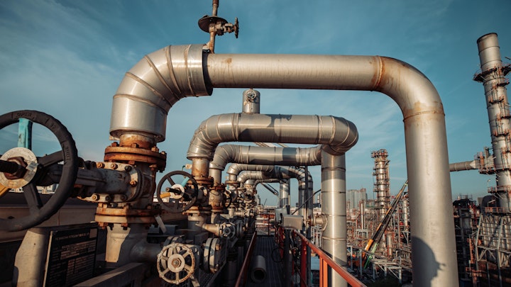 pipes and valves in a chemical plant
