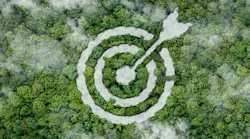 looking down on forest a target and arrow in the middle to convey environmental compliance