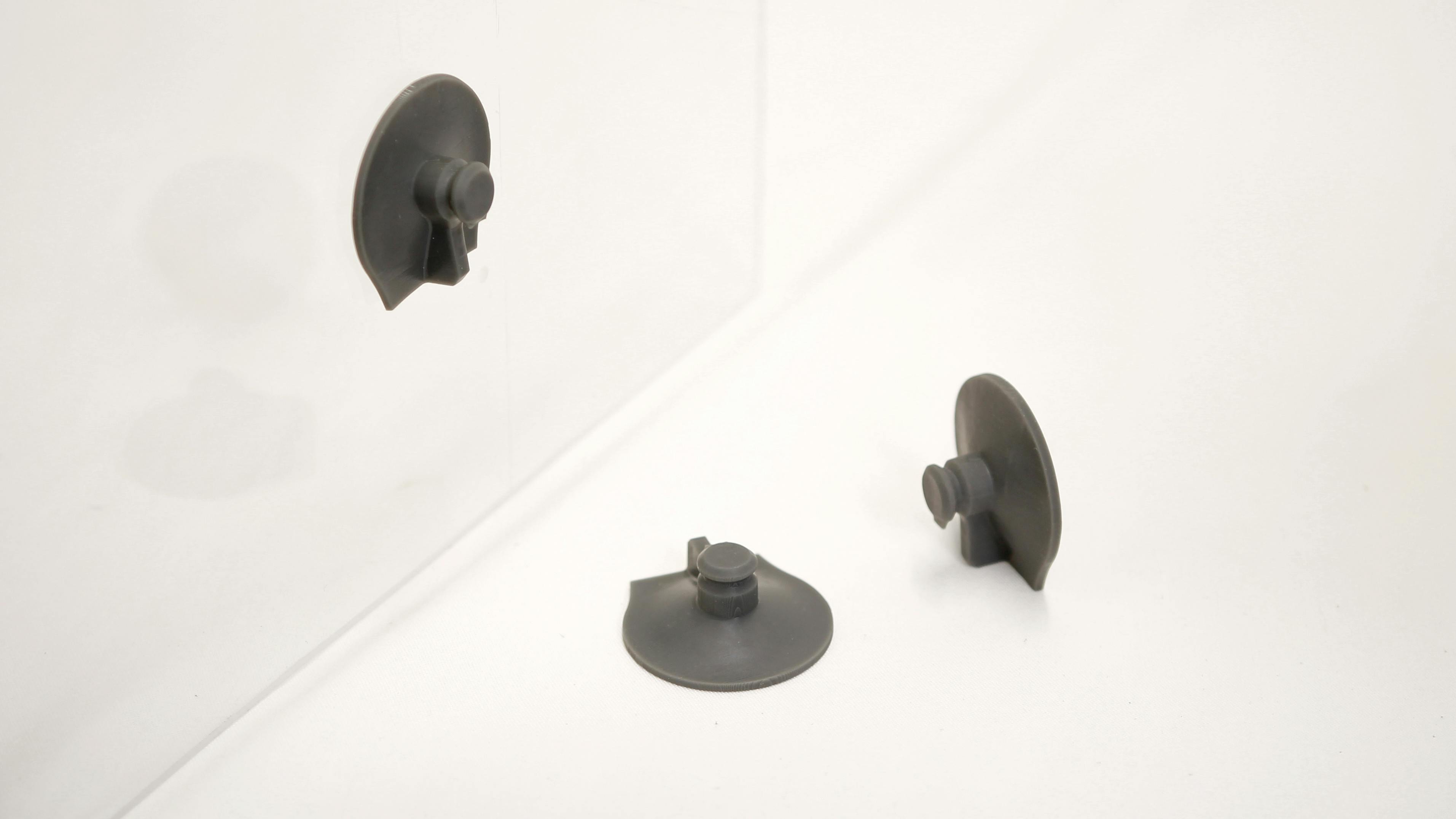 Suction cups from the new P3&trade; Silicone 25A, a high-performance material developed in a strategic collaboration with Shin-Etsu and designed exclusively for the Stratasys Origin&circledR; DLP platform.