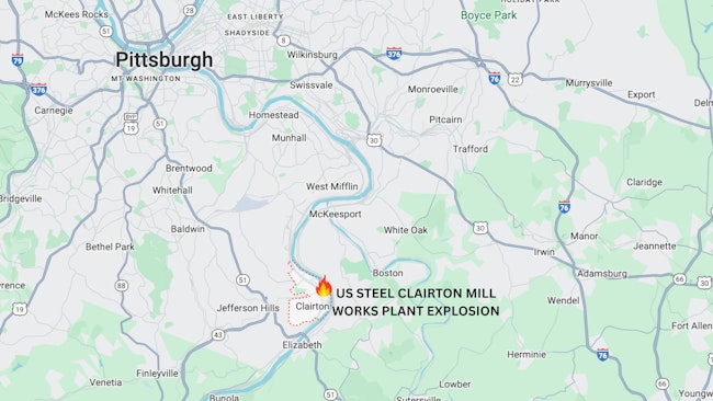 US Steel Clairton Mill Works Plant Explosion on Google Maps