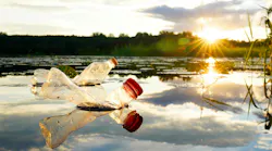 plastic waste floats in water