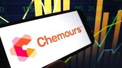 Chemours company logo on phone screen Chemours company logo on phone screen