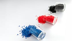 3 vials of plastic polymer granules, made from polyethylene 3 vials of plastic polymer granules, made from polyethylene