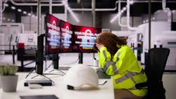 An operator stressing over a cyber attack at an industrial facility An operator stressing over a cyber attack at an industrial facility