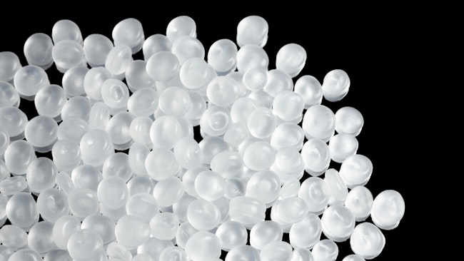 Close up picture of polypropylene granules, selective focus.