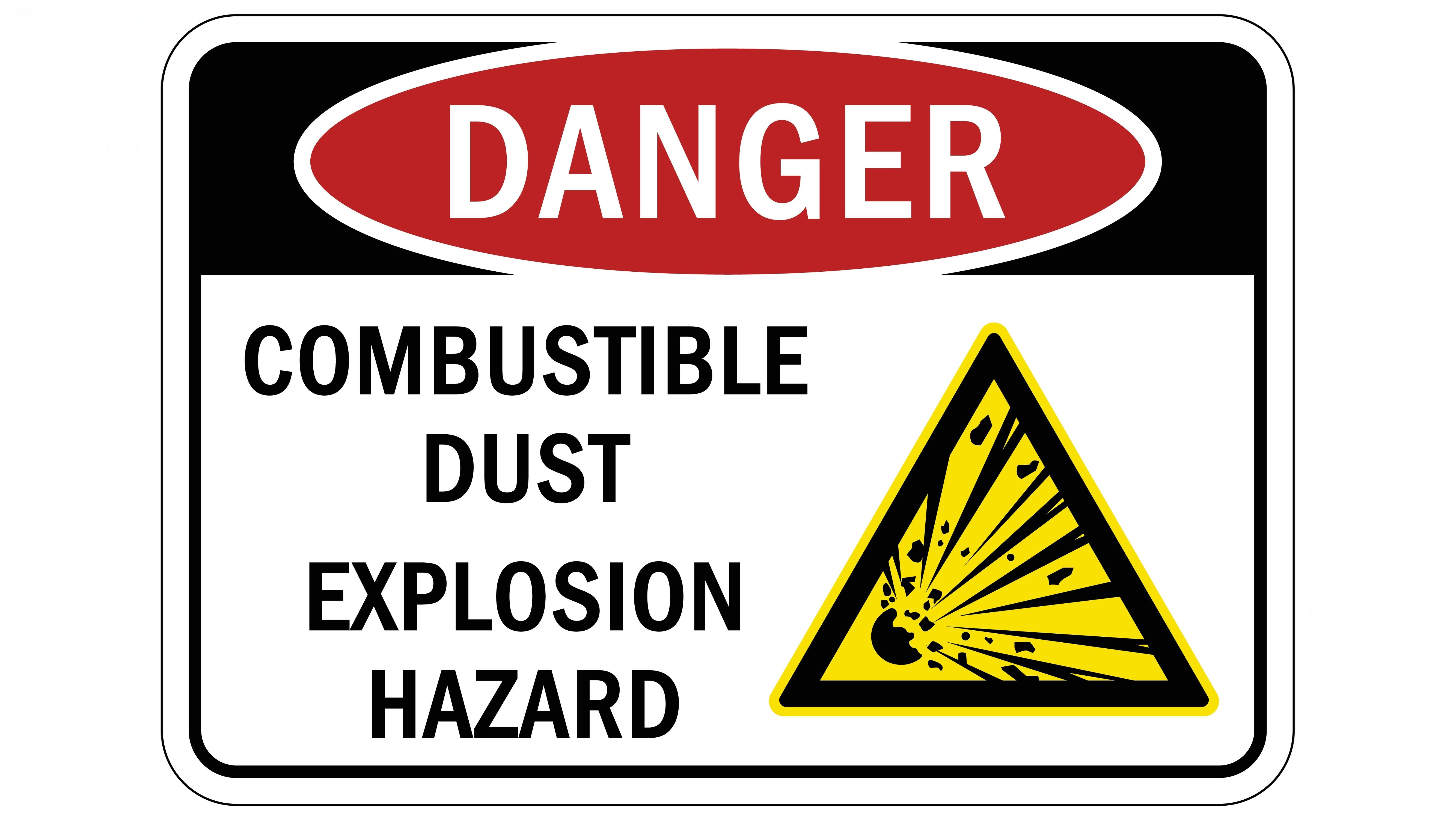 Explosive material and combustible dust hazard sign and labels