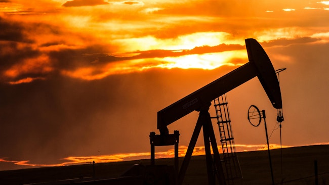 Sunset at a North Dakota oil field