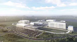 architectural mockup of Eli Lilly manufacturing facility near Houston Texas