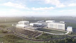 architectural mockup of Eli Lilly manufacturing facility near Houston Texas architectural mockup of Eli Lilly manufacturing facility near Houston Texas
