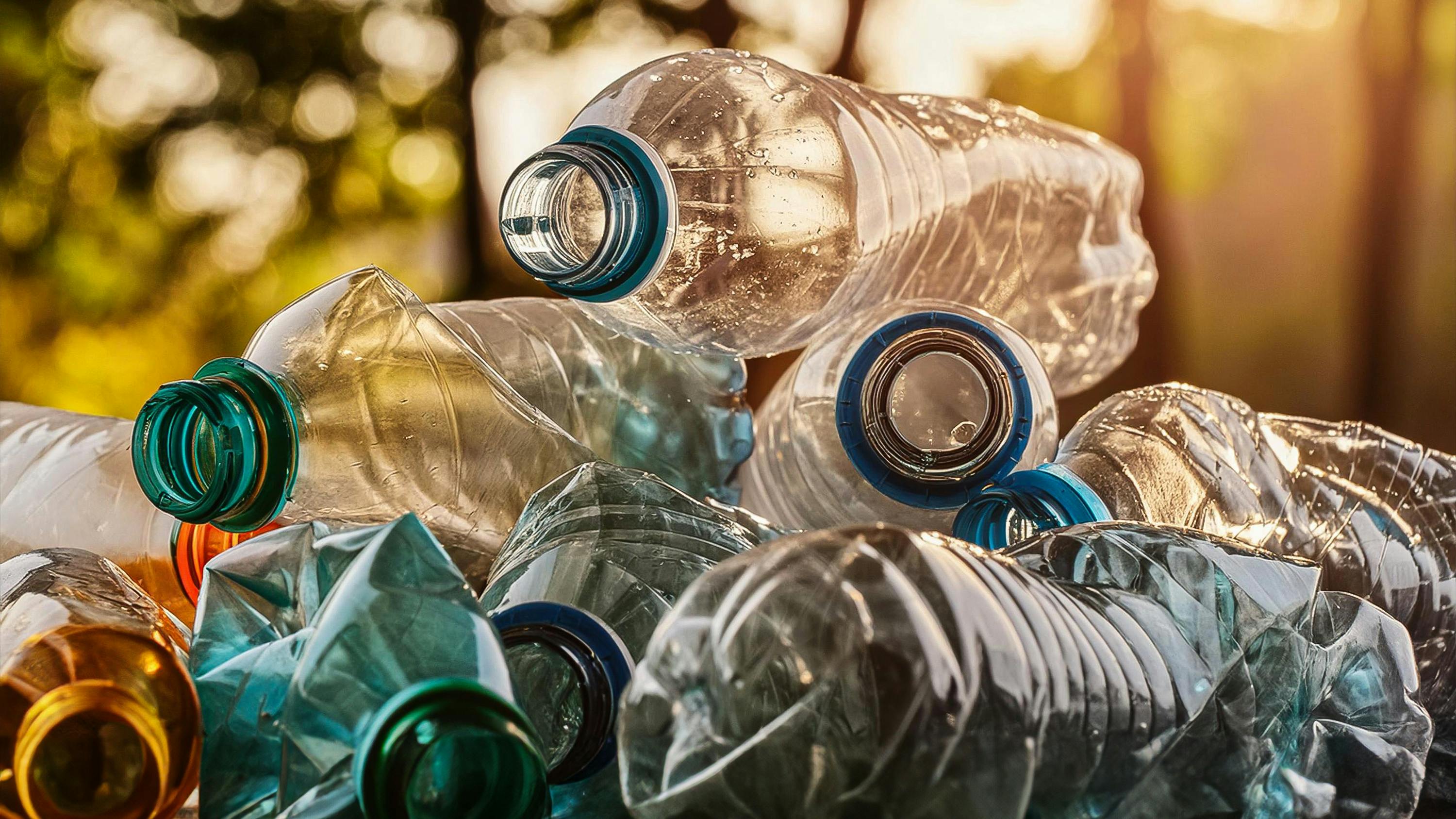 a pile of empty plastic bottles, plastic waste