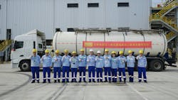 The first delivery of a tank truck in October marks the plant’s inaugural customer delivery. The first delivery of a tank truck in October marks the plant’s inaugural customer delivery.