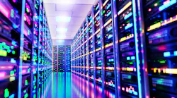 Modern server room, corridor in data center with Supercomputer racks