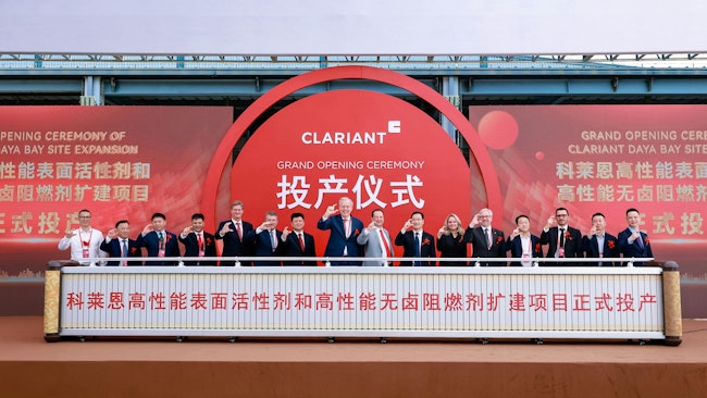 Clariant executives pose at grand opening ceremony of Daya Bay, China expansion site