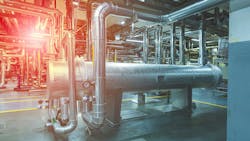 Industrial heat transfer equipment in a plant Industrial heat transfer equipment in a plant