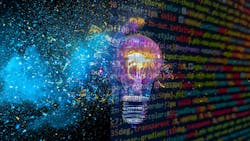 Image of a lightbulb with open source code behind it Image of a lightbulb with open source code behind it