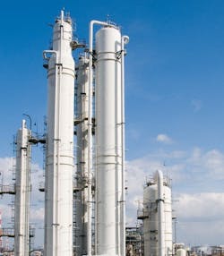 Photo of ENEOS materials chemical plant with a blue sky background Photo of ENEOS materials chemical plant with a blue sky background