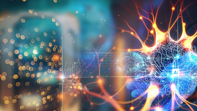 Data science. AI Technology. Businessman touch brain working data and Algorithm of Artificial Intelligence in the future business and coding software development synchronize network connection. - stock photo