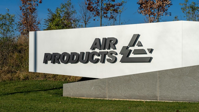 Air Products sign outside of the headquarters in Allentown, PA, USA, November 3, 2023.