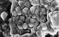 Figure 10b. Calcium carbonate crystal structure, modified by inhibitor. Figure 10b. Calcium carbonate crystal structure, modified by inhibitor.