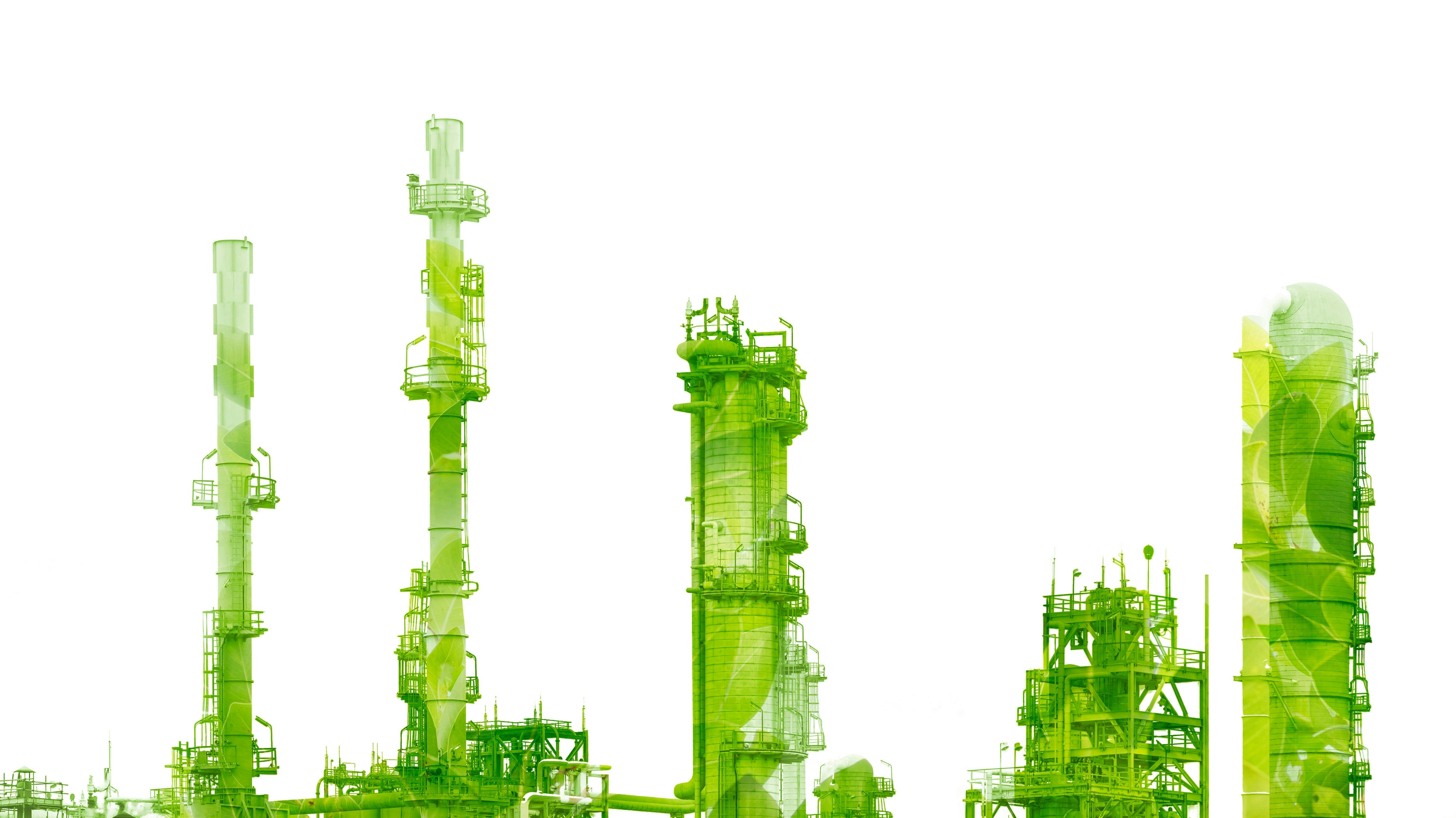 Petrochemical Industry plant with green sustainability overlay