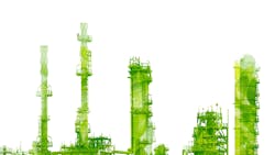 Petrochemical Industry plant with green sustainability overlay Petrochemical Industry plant with green sustainability overlay
