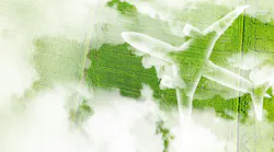 Sustainable aviation fuel concept. Net zero emissions flight.