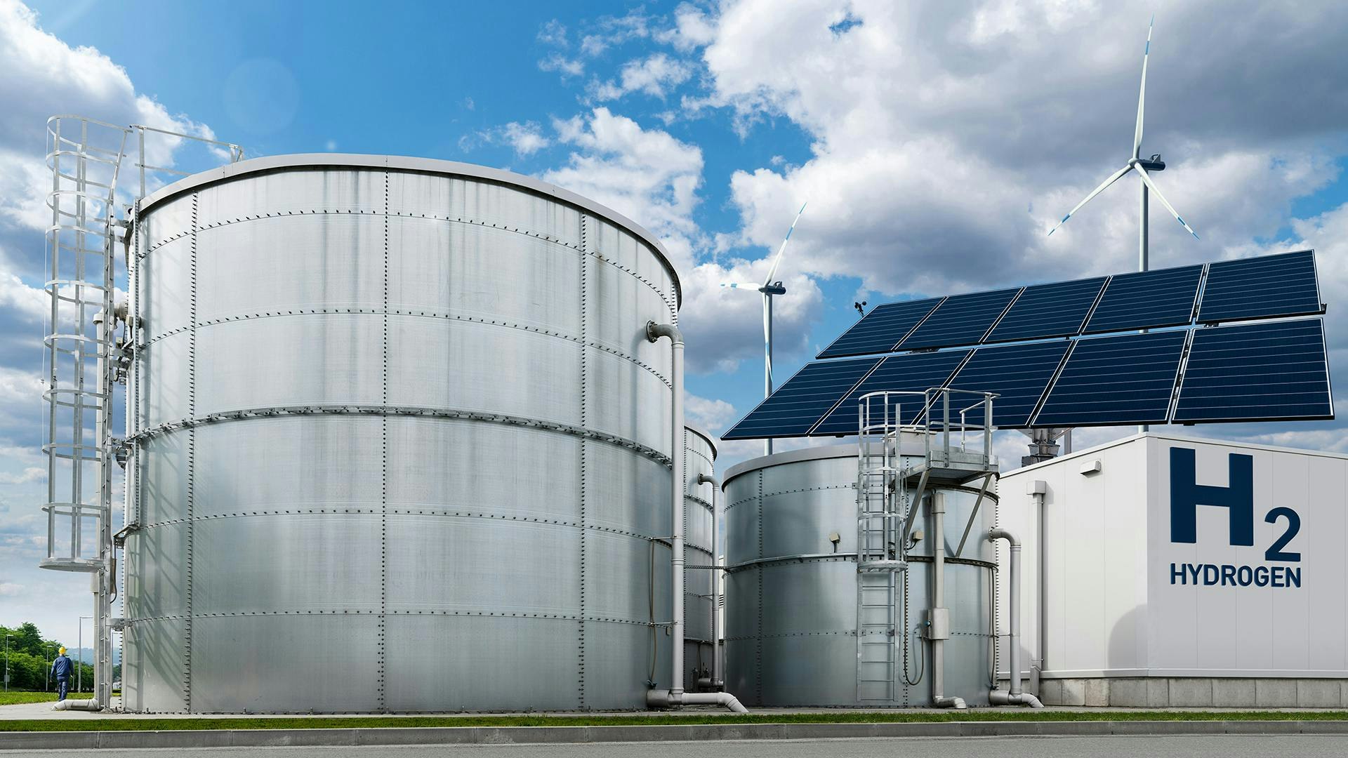 Hydrogen factory concept. Hydrogen production from renewable energy sources