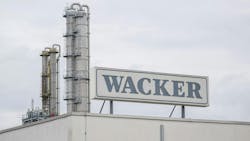 A company sign can be seen on the roof at the entrance to Wacker Chemie AG's Nuenchritz site. (Robert Michael/dpa/TNS) A company sign can be seen on the roof at the entrance to Wacker Chemie AG's Nuenchritz site. (Robert Michael/dpa/TNS)