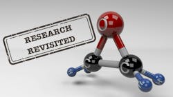 Ethylene oxide molecule illustration. Molecular structure of ethylene oxide carcinogenic gas used as agricultural insecticide and a sterilant for medical equipment. 3D rendering. Ethylene oxide molecule illustration. Molecular structure of ethylene oxide carcinogenic gas used as agricultural insecticide and a sterilant for medical equipment. 3D rendering.