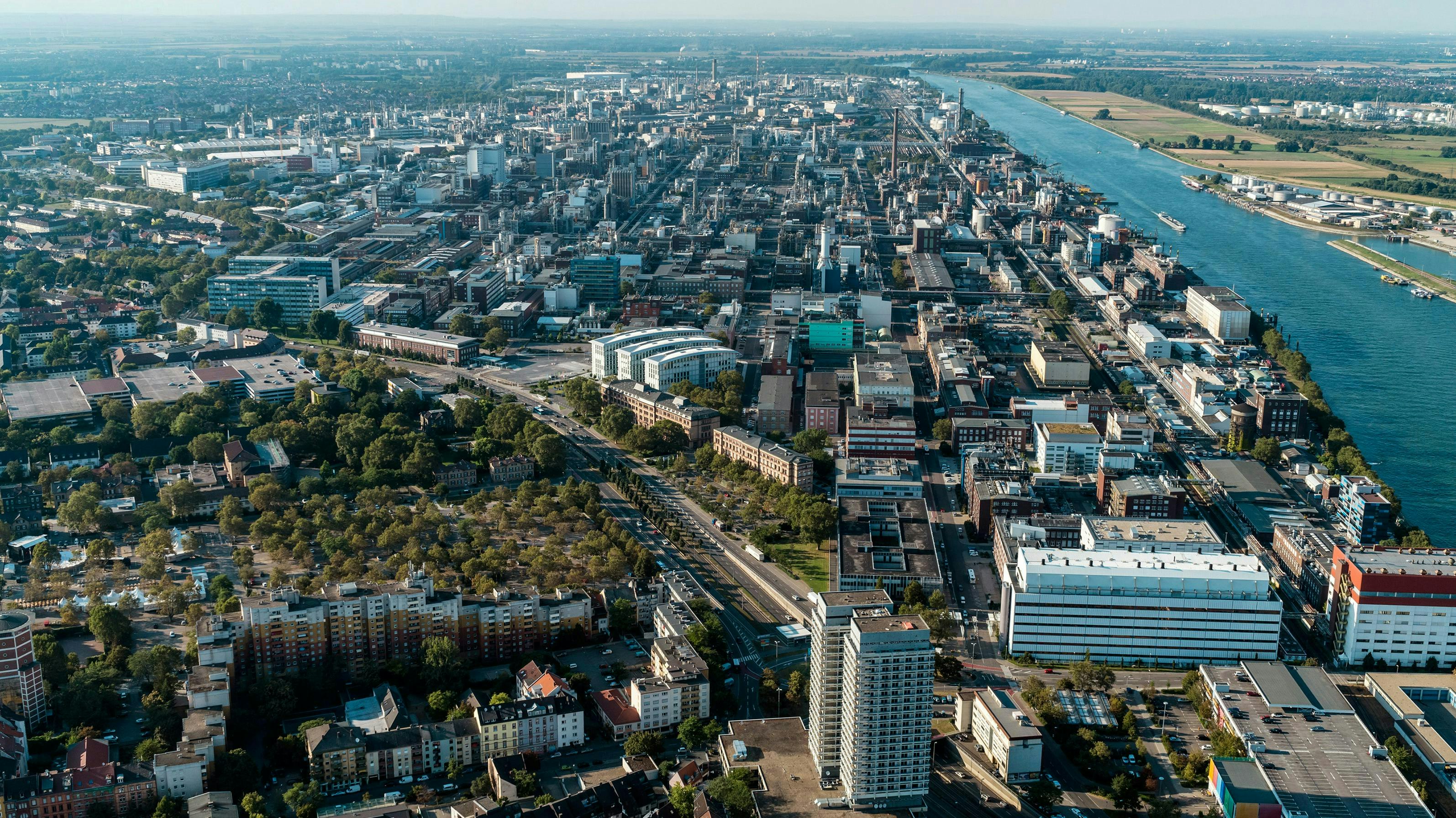 Aerial view of BASF Verbund site in Ludwigshafen, Germany