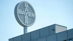 A view of the logo at the Bayer Bitterfeld GmbH plant. (Hendrik Schmidt/dpa/TNS)