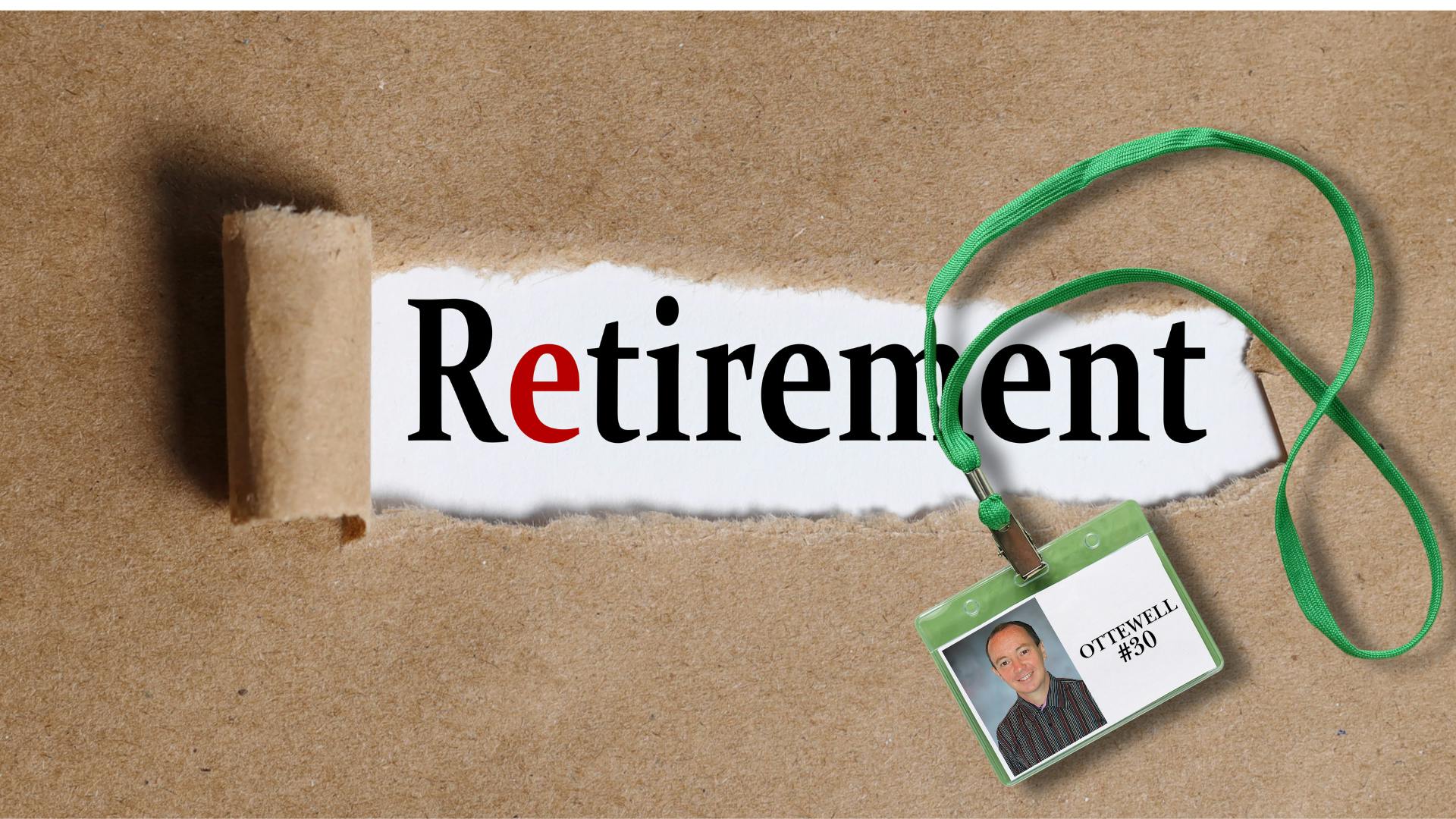 Retirement with badge and image of Sean Ottewell