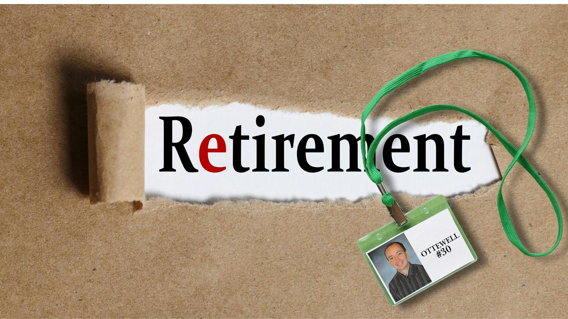 Retirement with badge and image of Sean Ottewell