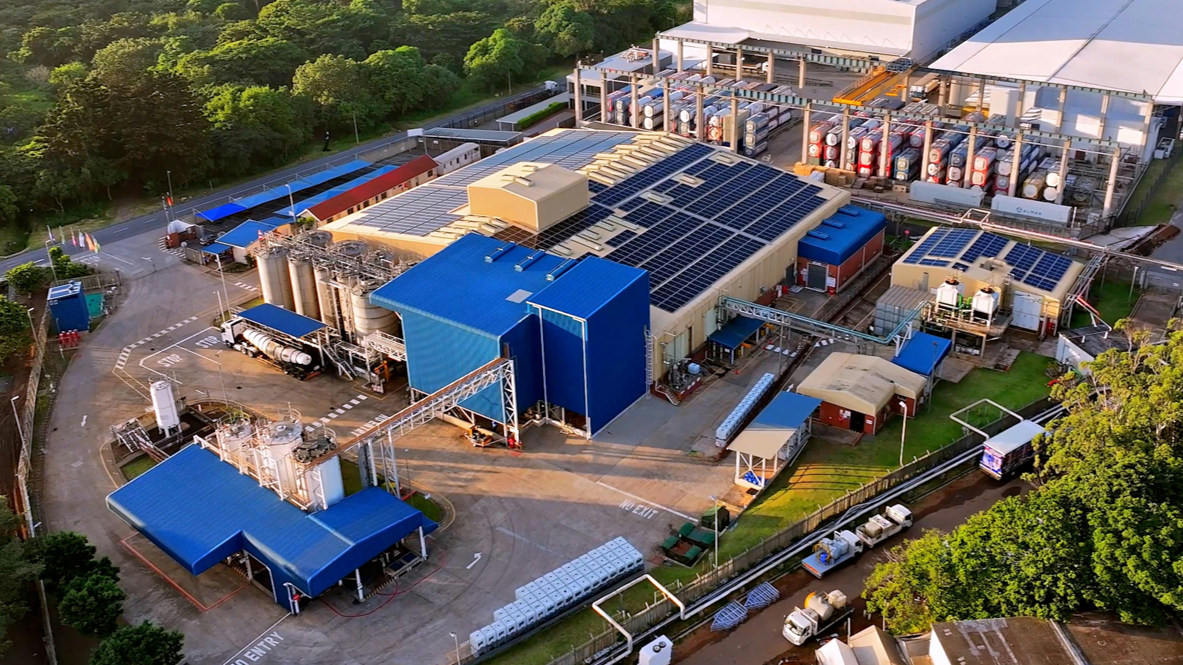 BASF&rsquo;s dispersion-production building at the Durban site, South Africa &mdash; exterior view showing the facility and surrounding site infrastructure. Photo: BASF