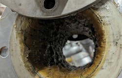 Image of buildup in one of KROHNE's Optiflux 7000 mag meters Image of buildup in one of KROHNE's Optiflux 7000 mag meters